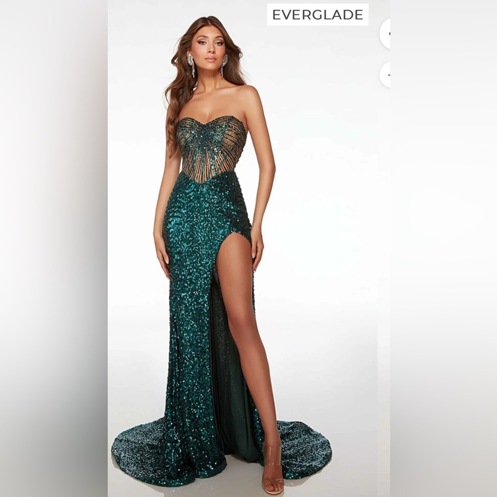 Prom Dress For Sale! Alyce 61573 in color Everglade. Size 2